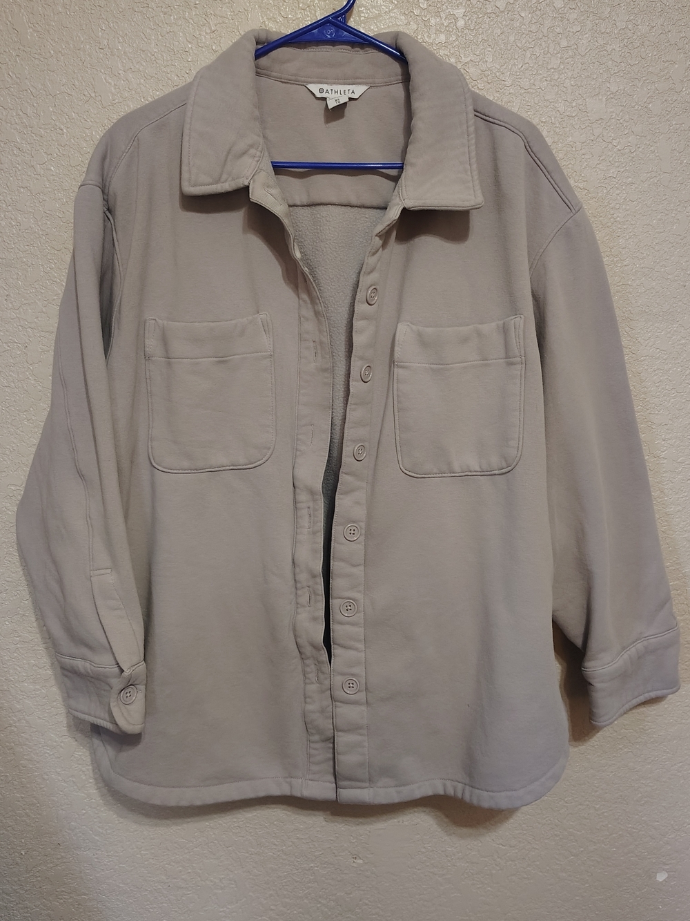Athleta Men's Beige-Light Gray Button Front Shirt Jacket
